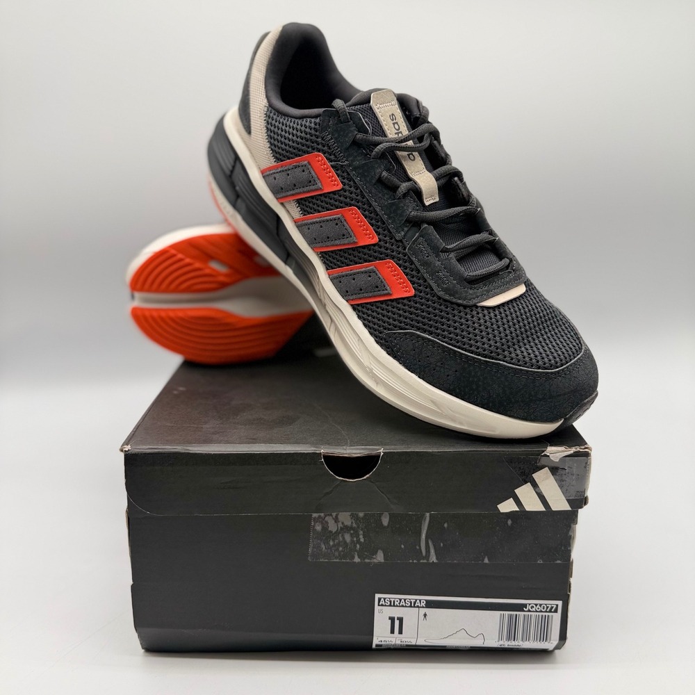 Adidas Astrastar Mens 11 Running Shoes Core Black Solar Red JQ6077